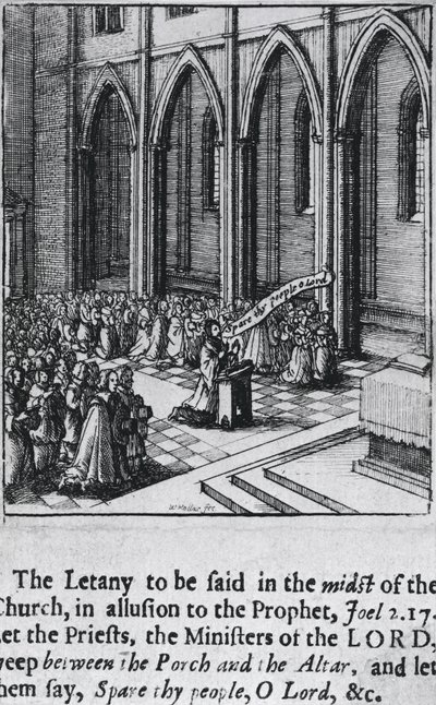 Litaniet i en kirke, ca. 1655 (radering) av Wenceslaus Hollar