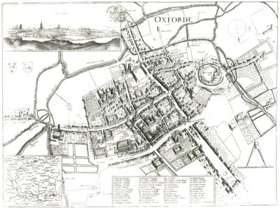 Kart over Oxford, 1643 av Wenceslaus Hollar
