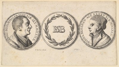 Medaljonger med portretter av Sebald Beham og Anna Beham, 1647. av Wenceslaus Hollar