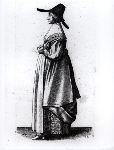 Kjøpmannskone, 1640 av Wenceslaus Hollar