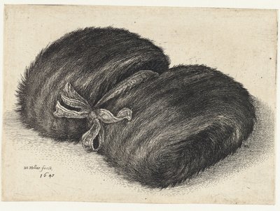 Pelsmuff dekorert med et bånd Muffs (serietittel) av Wenceslaus Hollar