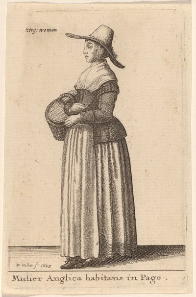En engelsk kvinne som bor i en landsby av Wenceslaus Hollar