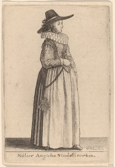 Kona til Augusta av Vindelico av Wenceslaus Hollar