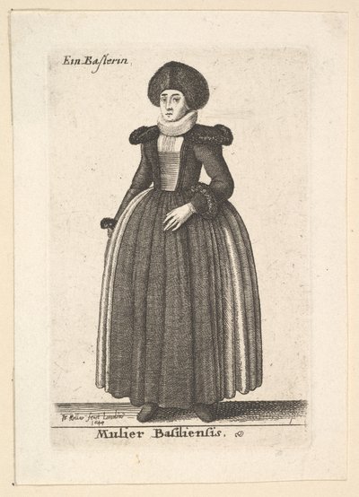 Kvinne fra Basel av Wenceslaus Hollar
