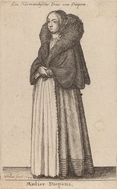 Diepana kvinne, 1649. av Wenceslaus Hollar