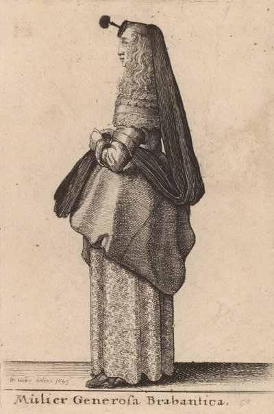 Den sjenerøse kvinnen i Brabant, 1643. av Wenceslaus Hollar