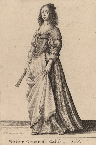 En sjenerøs fransk kvinne, 1643. av Wenceslaus Hollar