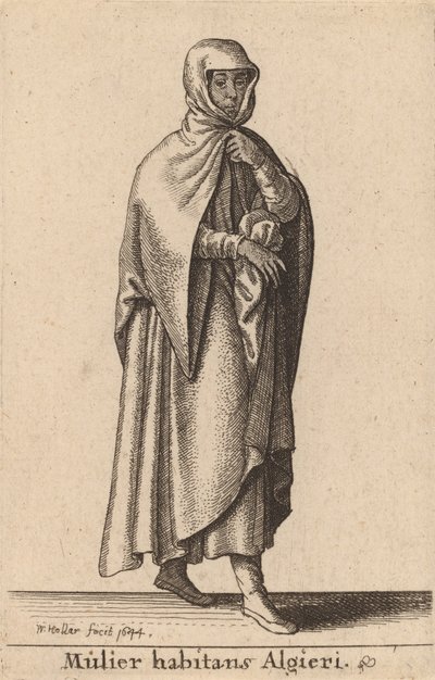 Kvinne som bor i Alger, 1644. av Wenceslaus Hollar