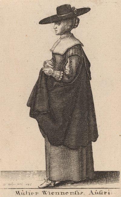 Kvinnen i Wien, Østerrike, 1643. av Wenceslaus Hollar