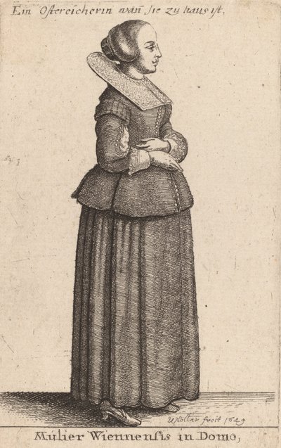 En kvinne fra Wien hjemme, 1649. av Wenceslaus Hollar