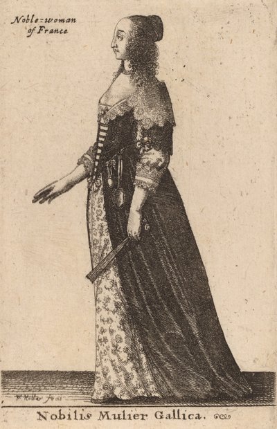 En edel fransk kvinne. av Wenceslaus Hollar