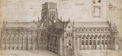 Old St Paul's Cathedral fra nord-øst, midten av 1600-tallet av Wenceslaus Hollar