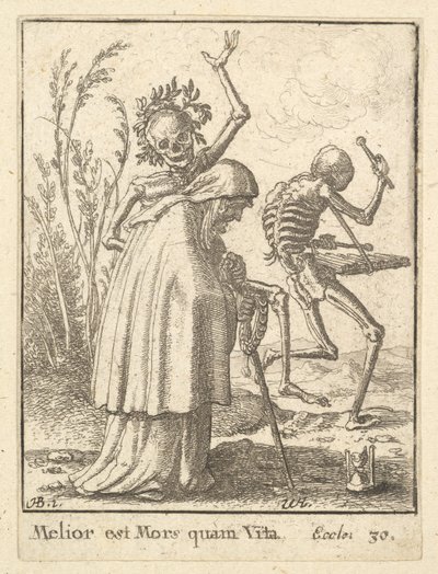 Gammel kvinne, fra Dødedansen, 1651. av Wenceslaus Hollar