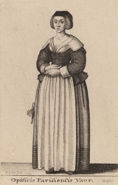 Arbeiderkone i Paris, 1643. av Wenceslaus Hollar