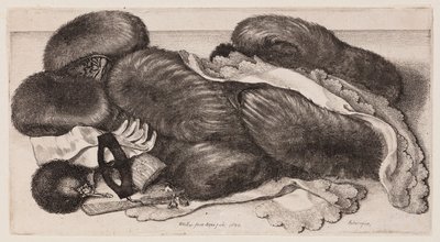 Stilleben med muffler, hansker og skjerf av Wenceslaus Hollar