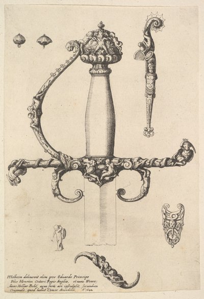 Dekorativt sverdfeste, 1642. av Wenceslaus Hollar