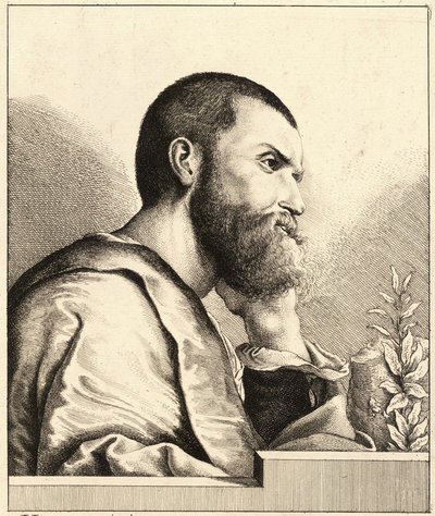 Portrett av Pietro Aretino som ung mann ca. 1650 av Wenceslaus Hollar