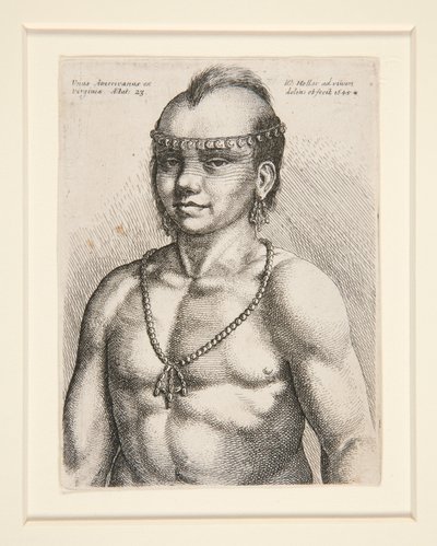Portrett av en indianer, trolig krigeren kalt Jaques fra Musee-Delaware-nasjonen av Wenceslaus Hollar