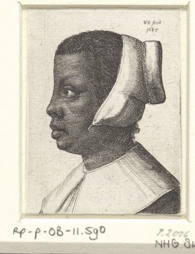 Portrait of a young black woman av Wenceslaus Hollar