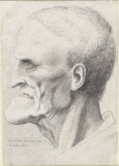 Portrett av en gammel mann med utpreget hake av Wenceslaus Hollar