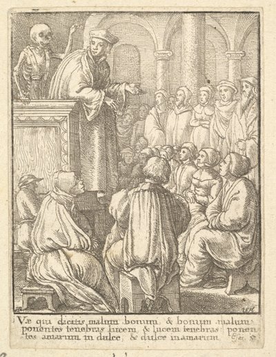 Predikant, fra Dødedansen, 1651. av Wenceslaus Hollar