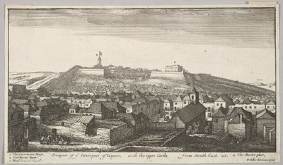Prospekt av den indre delen av Tanger, med det øvre slottet, fra Sør-Øst, 1669-73. av Wenceslaus Hollar