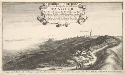 Utsikt til dere nordsiden av Tangier angående Maynehavet fra bakken når dere kommer ..., innen 1673. av Wenceslaus Hollar
