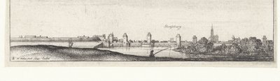 Peisaj fluvial cu vedere la Strasbourg Peisaje fluviale în Germania și Țările de Jos (titlul seriei) norvegiană av Wenceslaus Hollar