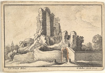 Ruiner og en sperret port på Esquiline-høyden i Roma, 1673. av Wenceslaus Hollar