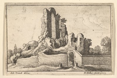 Ruiner og en sperret port på Esquiline-høyden i Roma, 1673. av Wenceslaus Hollar