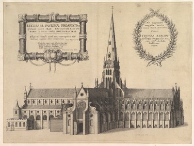 Saint Pauls fra sør viser spiret til Church of Pauline-prospektet..., 1657 av Wenceslaus Hollar