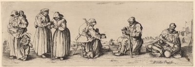 Seks menn og kvinner tiggere. av Wenceslaus Hollar