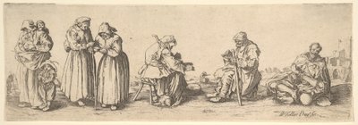 Seks menn og kvinnelige tiggere, 1630. av Wenceslaus Hollar