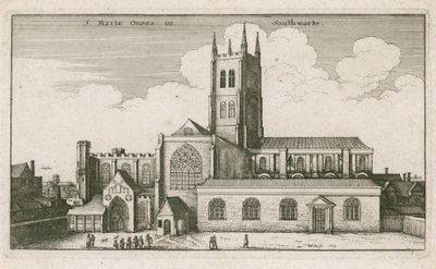St Mary Overies, Southwark, London; tegning datert 1647 av Wenceslaus Hollar