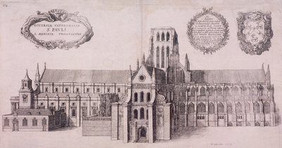 St Paul's Cathedral gamle, London, 1656 av Wenceslaus Hollar