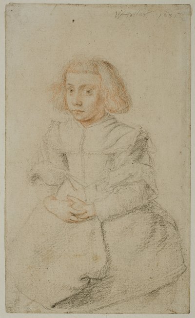 Studie av en sittende jente, 1635 av Wenceslaus Hollar
