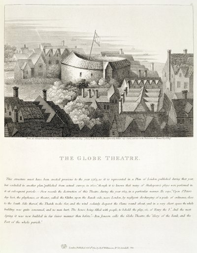 The Globe Theatre, ca. 1647, utgitt av Robert Wilkinson, London, 1810 av Wenceslaus Hollar