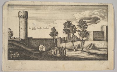 Kunibert-tårnet nær Köln kopi, 1625-77. av Wenceslaus Hollar