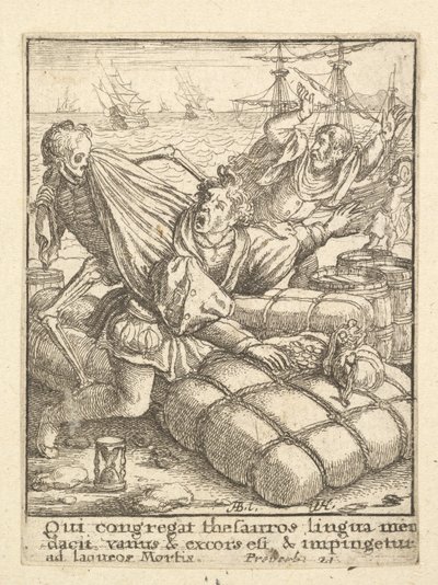Kjøpmannen, fra dødsdansen, 1651. av Wenceslaus Hollar