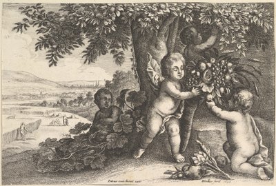 The River God and the Boys, 1625-77. av Wenceslaus Hollar