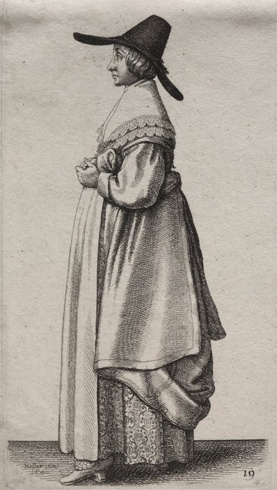 Engelske kvinners flere vaner, fra adelen til landskvinnene..., 1640. av Wenceslaus Hollar