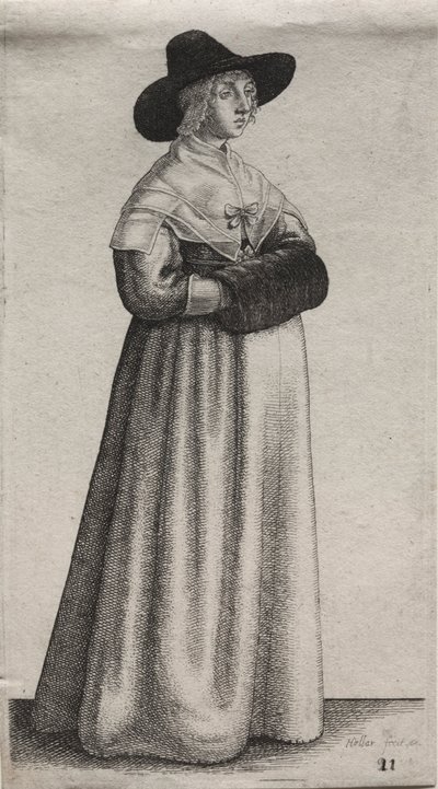 Engelske kvinners flere vaner, fra adelen til landskvinnene..., 1640. av Wenceslaus Hollar