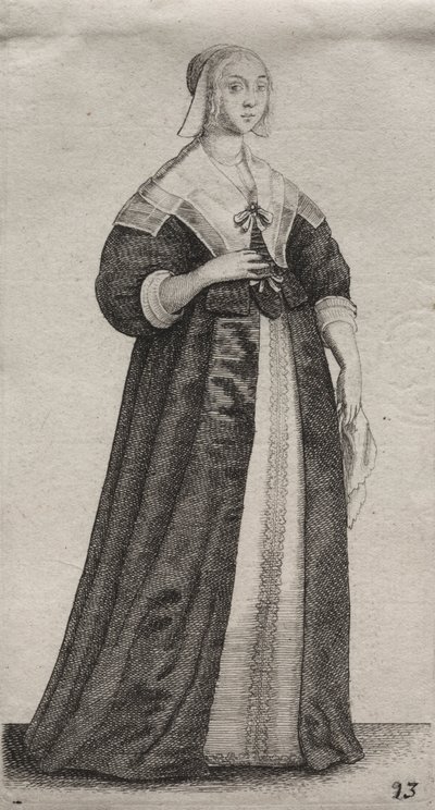 Engelske kvinners flere vaner, fra adelen til landskvinnene slik de er i disse tider: Kvinnen med et lommetørkle av Wenceslaus Hollar