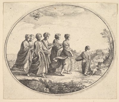 Døtrene til Aglaura Mercury og Herse, ca. 1646. av Wenceslaus Hollar