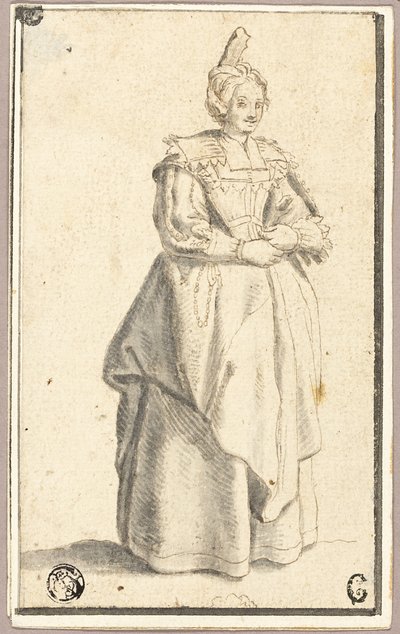 Damen med den lille hevede luen, etter et trykk fra La Noblesse av Wenceslaus Hollar
