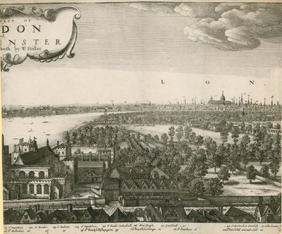Utsikten til London og Westminster hentet fra Lambeth av Wenceslaus Hollar