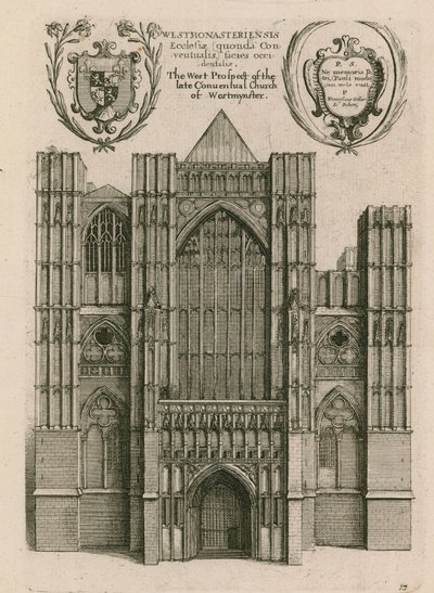 Vestprospektet til avdøde Conventual Church of Westminster, London av Wenceslaus Hollar