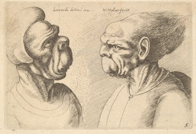 To deformerte hoder vendt innover, 1625-77. av Wenceslaus Hollar