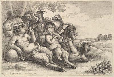To unge satyrer og en gutt, 1647. av Wenceslaus Hollar