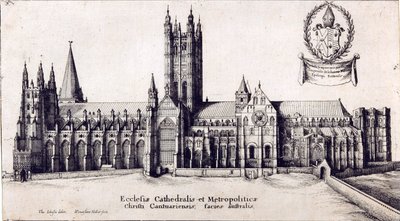 Utsikt over Canterbury Cathedral fra sør, ca. 1638-66 av Wenceslaus Hollar